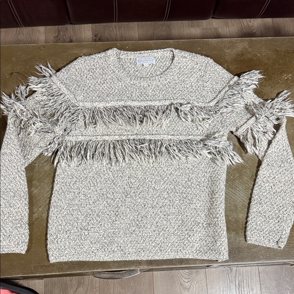 MudPie Fringe Gray Sweater